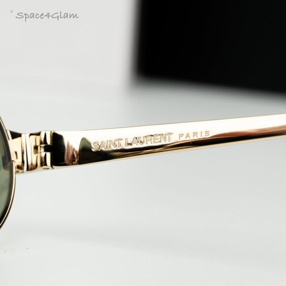 Saint Laurent Men Sunglasses Gold Green Oval SL692 003 BRAND NEW - Picture 6 of 12